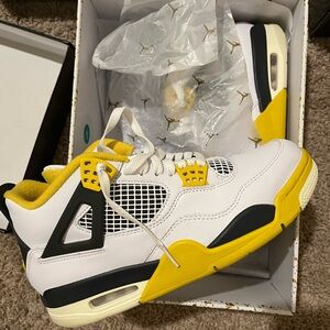 White and Yellow Air Jordan Sneakers